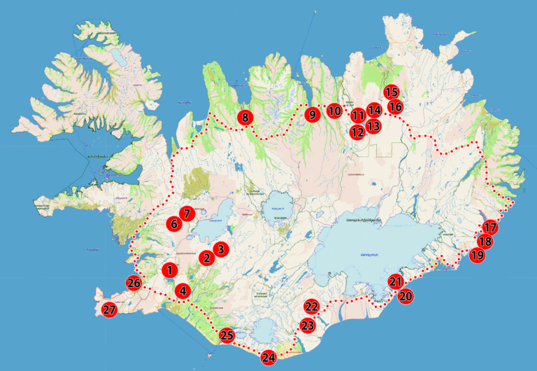 Island – kort og sightseeingplan, turistattraktioner, ture, de ...